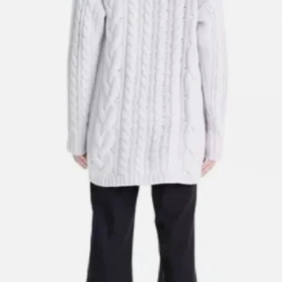 Naked Cashmere Mara Oversized Cableknit Cashmere Cardigan Light Grey XS